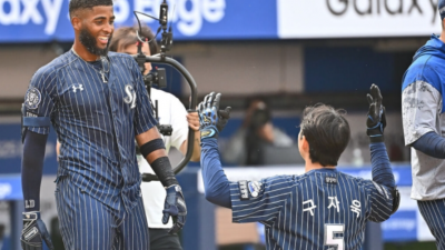 KBO 첫 끝내기 홈런 쾅! ‘세계 홈런 1위’ 디아즈, “시즌 목표 40개? 더 올려야”