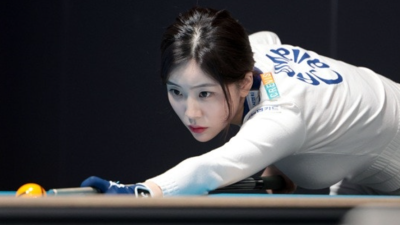 대이변! '라이징 스타' 정수빈, 김가영 꺾고 32강 진출 성공