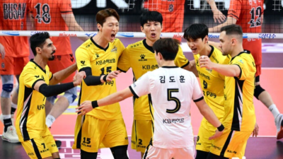 ‘해결사 야쿱’ KB손해보험, 부산 원정 승리로 3연승+선두 도약