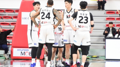 ‘5분 36초 무득점의 기묘한 승부’… 수원 kt, 현대모비스 제압하고 단독 3위 등극