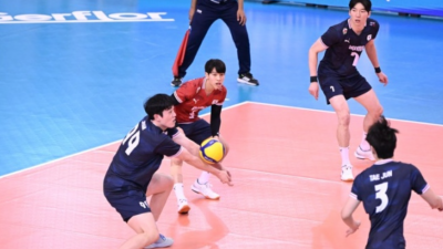 임동혁-허수봉-김지한 삼각편대 '34득'...한국 남자배구, AVC 네이션스컵 8강 진출